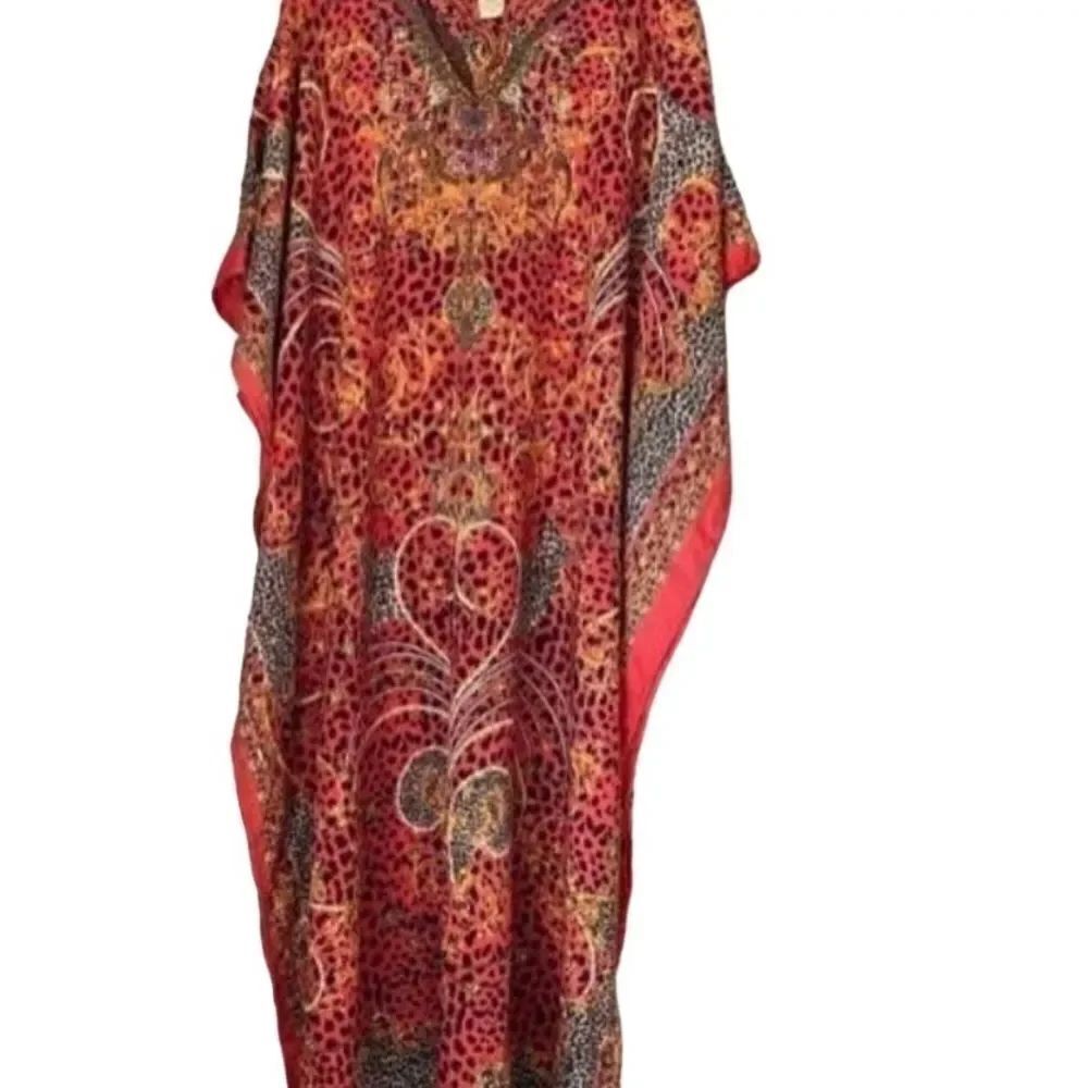 Gypsy blu animal, print/cheetah maxi caftan/swim cover-up/OSFA